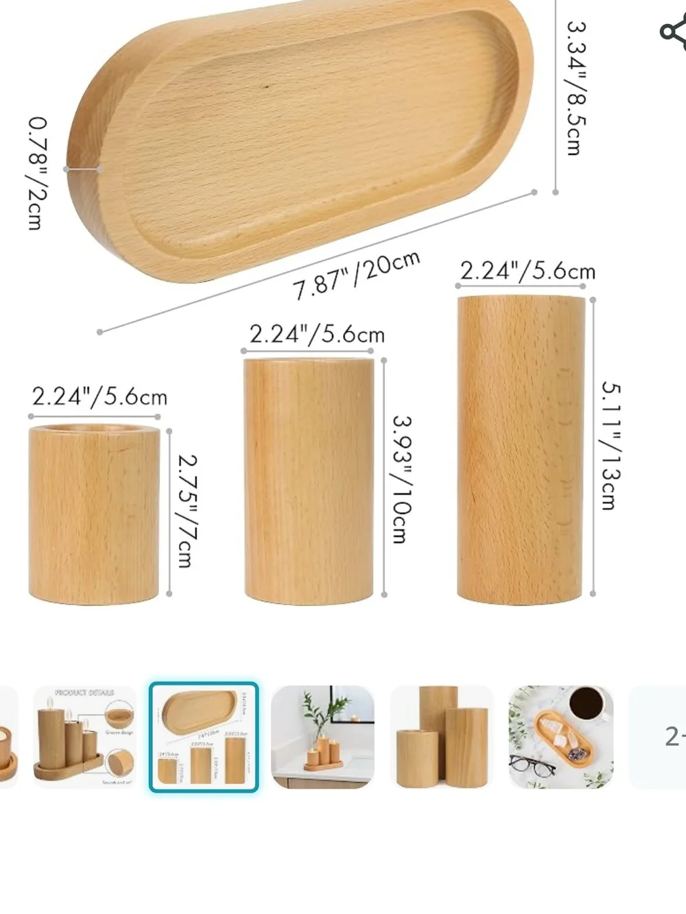 Set Of 3 Wooden Candle Holder Pillar (14)